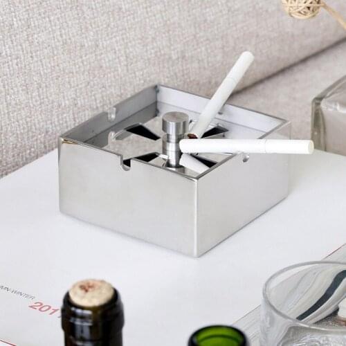 Stainless steel ashtray for car Household with windproof self-extinguishing Rotating fully enclosed portable ashtray