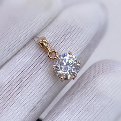 Real 18K White Gold Pendant 1CT Moissanite Necklace 6.5MM VVS Lab Diamond Rose Gold Fine Jewelry for Women Engagement Gift Au750