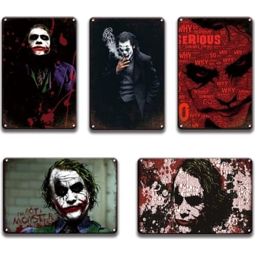 Shabby Chic Joaquin Phoenix Joker Metal Poster Tin Sign Vintage Metal Wall Art Painting Halloween Home Decoration