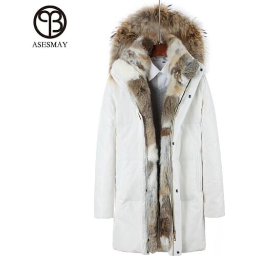 Asesmay Winter Down Jacket For Men and Women Down Parka White Duck Down Coat Thick Warm Plus Size S-5XL Natural Fur Removable
