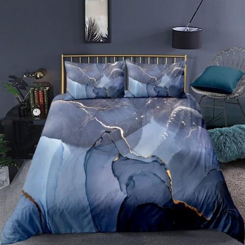 Luxury Marbling Bedding Set Black Gold White Blue Pink Duvet Cover Quicksand Bed Covers 2/3-Piece Bedspread Marble Texture