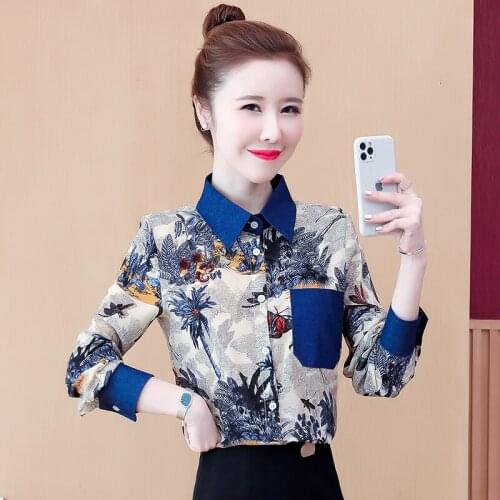 Shirt female design sense niche light familiar small floral retro contrast color large version temperament professional