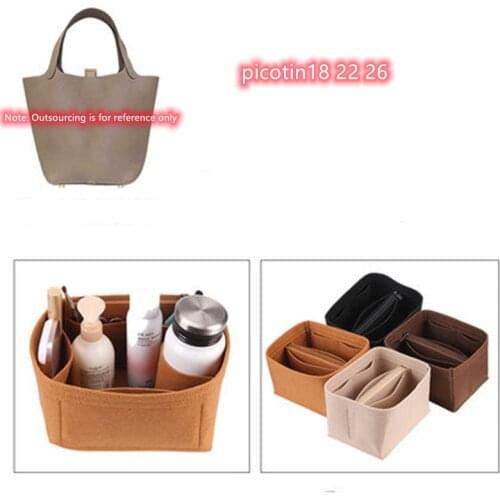 For H Picotin18 22 26 Felt Cloth Insert Bag Organizer Makeup Handbag Organizer Travel Inner Purse Portable Cosmetic Bags 2021