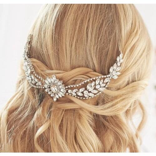 Bridal Hair Comb Clip Headband Wedding Hair Accessories Rhinestone Flower Bridal Hair Accessories Tiara Headband Head Jewelry