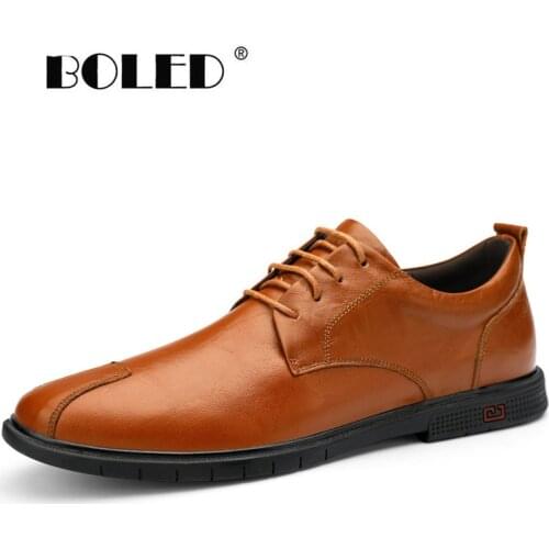 Natural Leather Men Shoes Lace Up Non-slip Rubber Casual Shoes Flats Handmade Spring Autumn Walking Shoes Men