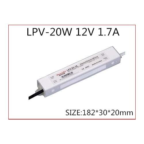 20W 12V 1.7A LED constant voltage waterproof switching power supply IP67 Free Shipping LPV-20-12