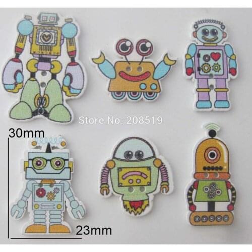 WBNGVW Mixed styles Robot buttons wooden 120pcs randomly Kids learning game toy accessories