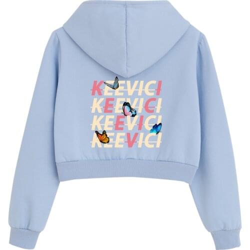 Y2k Short Hoodies Women Butterfly Sweatshirt Zip Up Jacket Long Sleeve Female Crop Top Hoodie Fashion Korean Clothing Harajuku