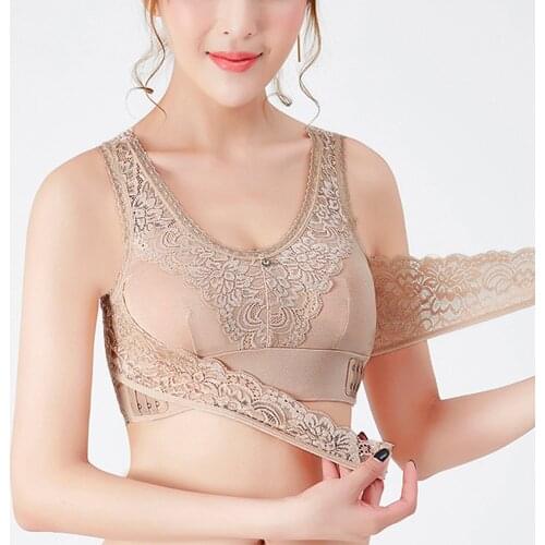 Sexy Lingerie Lace Solid Color Cross Side Buckle Wire Free Push Up Bras For Women Breathable Sleep Bra Underwear Plus Size