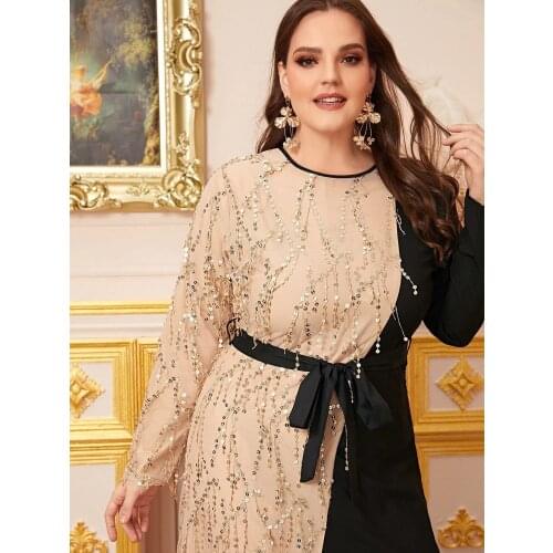 Donsignet Woman Dress Muslim Dress Muslim Fashion Tassel Sequins Plus Size Long Dress Middle East Dubai Abaya Turkey Belt