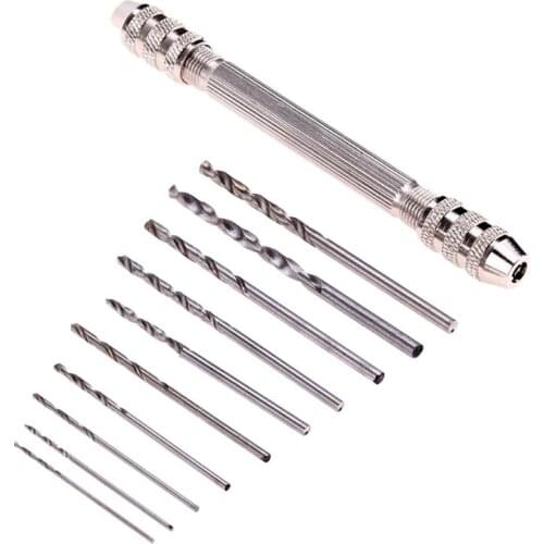 0.5-3.2mm Mini Manual Aluminum Hand Drill High Speed Steel Hand Drill Chuck Twsit Micro Drill Bit Tool