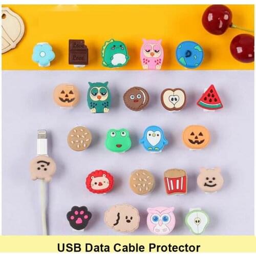 10pcs/lot Cartoon USB Cable Protector Cable Winder Charging Data Line Protection For iphone 7 8 5 6 6s Protective
