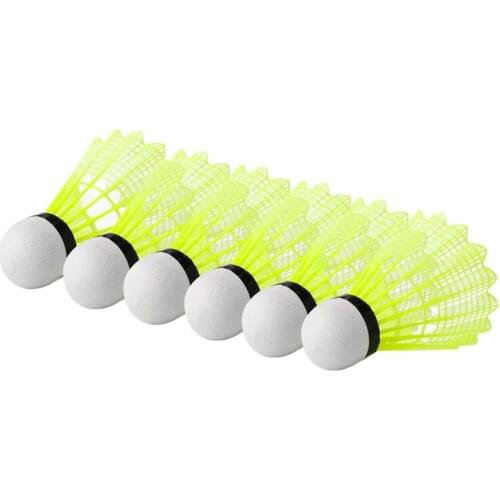 100% Brand New and High Quality 6pcs Train Gym Fitness Yellow Nylon Shuttlecocks Badminton Ball Sport Durable
