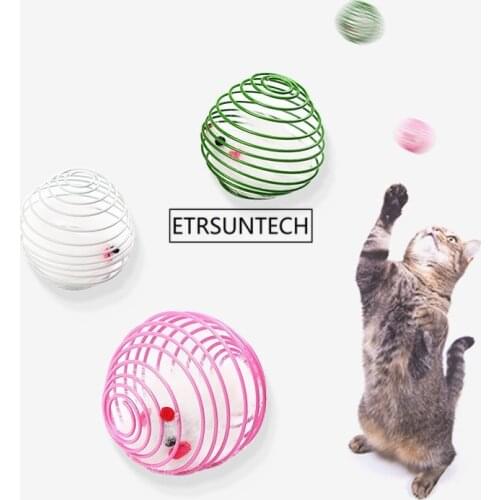 100pcs Cute Cat Toys Interactive Resilience Extend Toys Spring With Feather Cat Kitten Pet Interactive Toy