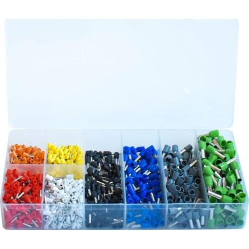 1200pcs Terminal Set European Tube Type Cold Pressed Insulated Bushing Junction Box Cable End Wire Connector Crimping