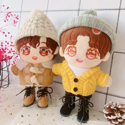 20CM Star EXO Doll Baby Clothing Casual pants overcoat hat Doll Clothes Accessories