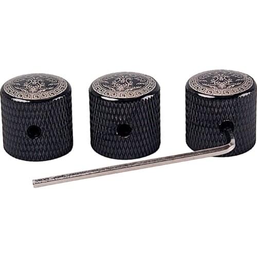 3pcs Metal Dome Knobs Guitar Knob for 6mm Split Shafts, Black