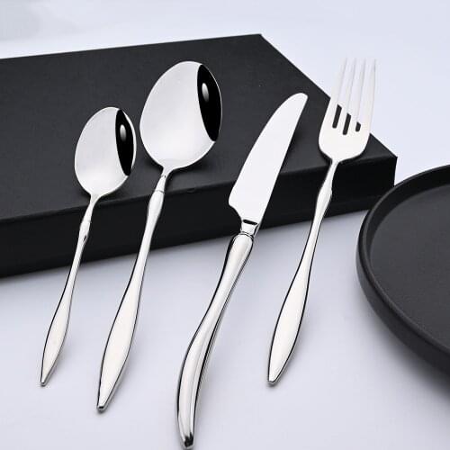 304 Silver Dinnerware Cutlery Set Stainless Steel Mirror Silverware Set Spoons Knives Fork Tableware For Home Kitchen Flatware