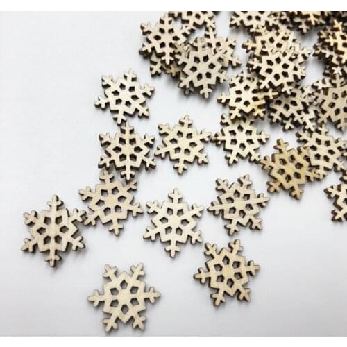 50pcs Christmas Snow Wood Buttons For Sewing Craft Randomly Mixed no Holes 2CM Wooden plaque Botones Wholesales WB588