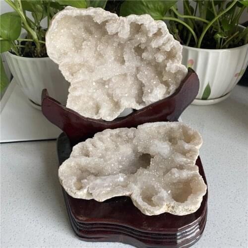 800-1000g Huge Natural White Agate Geode Slice Quartz Crystal Cluster Minerals Reiki Healing Specimen Home Decoration+Timbering