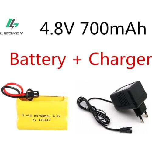 4.8v 700mah Rechargeable Ni-Cd AA 4.8v Bateria with Charger 4.8v nicd ni cd battery pack 4.8v 700mah for RC boat model car toy