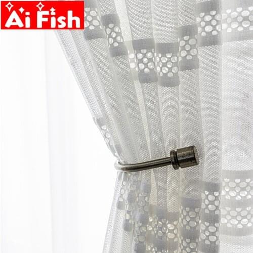 White Sheer Mesh Fabric Landscape Painting Voile Curtains For Living Room Gray Mountains and River Chinese Tea Zen Tulle WP452#4