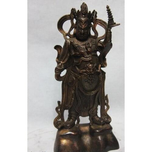 Fast shipping USPS to USA S1076 12 Chinese Folk Copper Bronze Classical Myth Tota Lee King LiJing God Statue