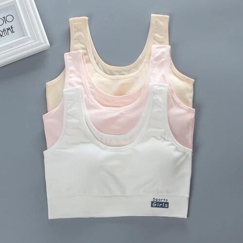 Bra Puberty Girls Kids Training Cotton Vests Sport Letter Tops Tank Breathable Teens Students Spots Underwear Gym Bras 15-28Y