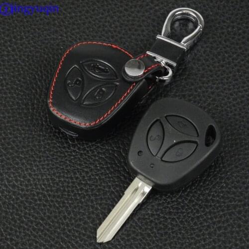 Jingyuqin 3 Buttons Genuine Leather Car Key Bag Case Cover for LADA Priora Sedan sport Kalina Granta Vesta X-Ray XRay Styling