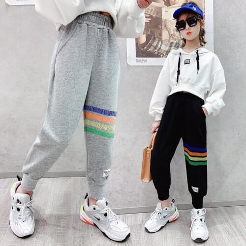 2021 Kids Baby Toddler Boy Girl Spring Autumn Brief Casaul Striped Cotton Joggers Casual Sports Pants Trousers 2 Colors