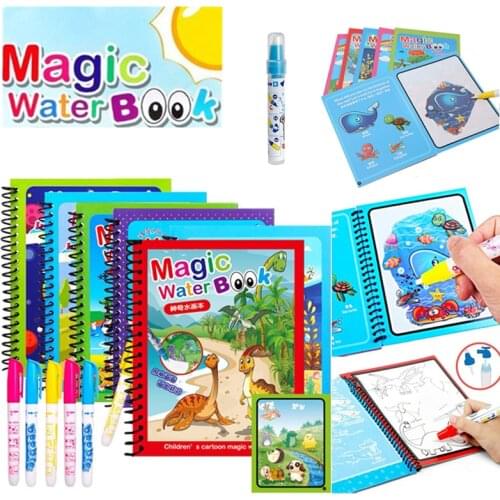 Magical Book Water Coloring Books Drawing Cartoons Books with Doodle Pen Painting Board Gift for Kids Early EducationToys