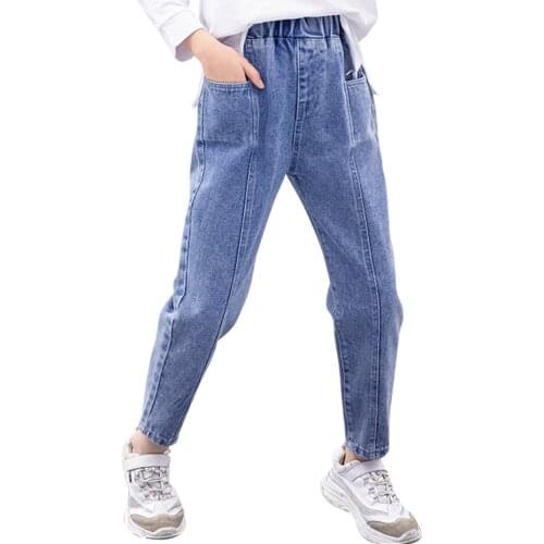 Girls Jeans Patchwork Girls Jeans Pants Casual Style Childrens Jeans For Boys Autumn Winter Childrens Clothes 6 8 10 12 14