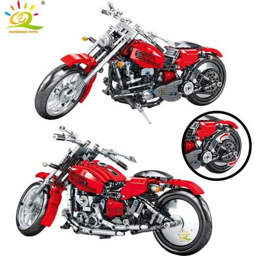 HUIQIBAO TOYS 782pcs Motorcycle Creative Building Blocks For Children Off Road Moto Racing Motorbike Vehicle Bricks
