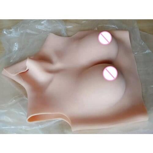 Short High Collar Neck B CUP Fake Artificial Boob Realistic Silicone Breast Forms Crossdresser Shemale Transgender Drag Queen 4G