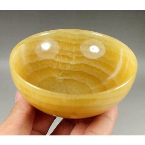 Beautiful Chinese Yellow Jade Hand-carved Topaz Bowl Jade Cup