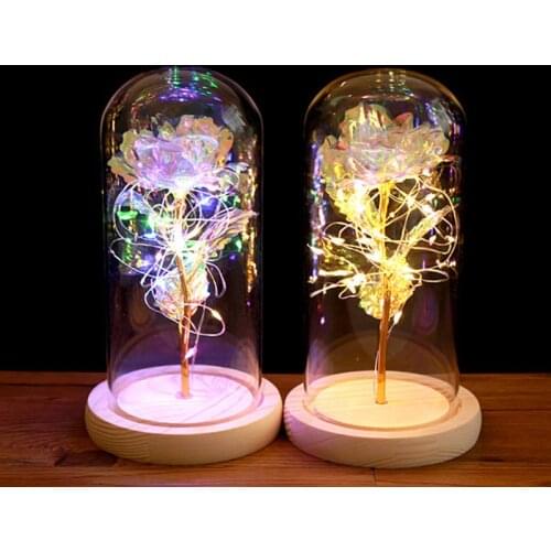 Beautiful Eternal Rose Eternelle LED Light Beauty And The Beast Rose In Glass Dome For Mothers Birthday Valentines Day Gift
