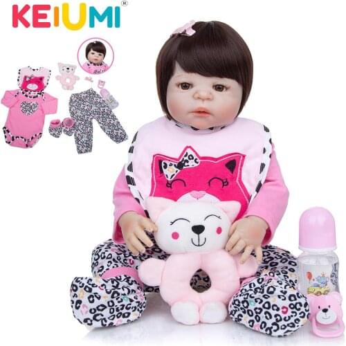 KEIUMI Wholesale Fashion 57 cm Reborn Baby Doll Full Silicone Vinyl Adorable Girl Baby Toy Doll For Toddler Kids Birthday Gifts