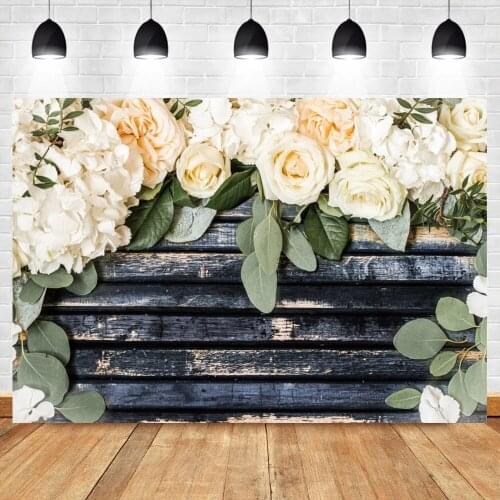 Laeacco Old Wood Boards Texture Rose Flower Plant Backdrop For Photography Toys Newborn Baby Portrait Vintage Photo Background