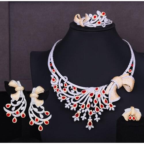 LARRAURI Brand 2020 Luxury Flower African Cubic Zircon CZ Nigerian Jewelry sets For Women Wedding Indian Bridal Jewelry Sets