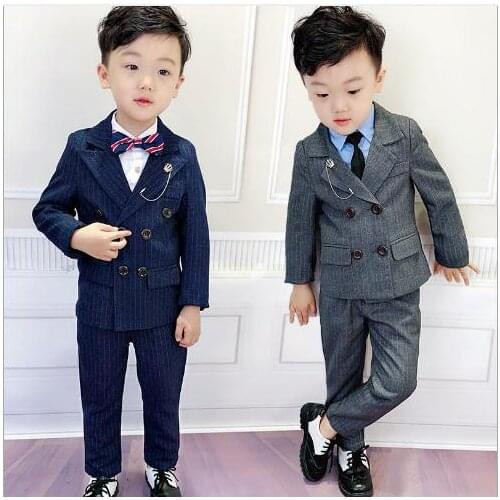 Summer Boys Blazer suit for kids wedding flower boys clothes solid kids blazer jacket pant 2 pcs kids jacket suit for baby boy