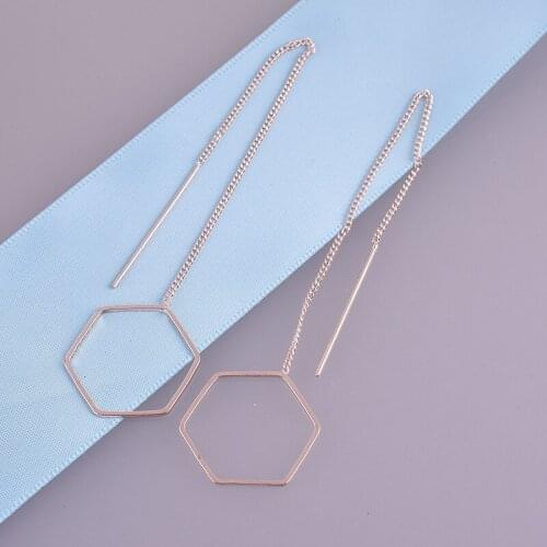 Fashion Geometric metal stud earrings long tassel earrings Hollow Triangle/Heart/Plum/Water droplets/Polygon earrings Jewelry
