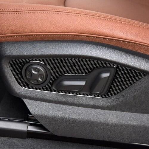 Mutips Car Seat Memory Button Panel Trim Switch Frame Carbon Fiber Sticker Accessories Interior Mouldings For Audi Q7 2016-2019