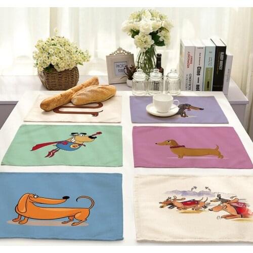 Cartoon dog pattern placemat for dining table kitchen accessories placemat table mats for dining table modern home decor kitchen