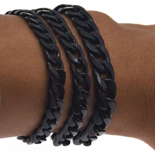 Vintage Cuban Bracelet for Men Black Rock Link Chain Bracelets & Bangles Fashion Punk Party Jewellery