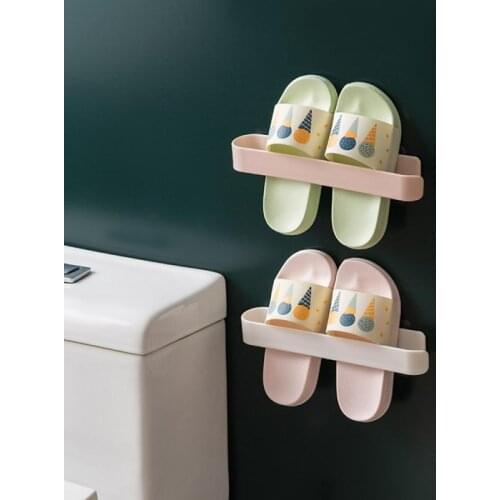 Wall Mounted Shoes Rack Bathroom Shoe Storage Organizers Self Adhesive Shoe Stand Slippers Hanging Holder Towel Racks