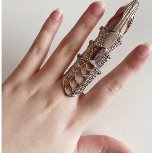 New unique metal punk ring fashion rock scroll joint armor finger joint metal all finger claw ring Gothic cool boys jewelry