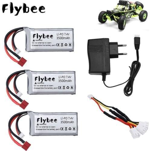 Upgrade Power 2S 7.4V 3500mAh 45C Max 60C RC Car Lipo Battery For Wltoys 12428 12423 RC Car feiyue 03 Q39 Upgrade parts Battery