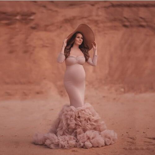 Charming 2021 Dusty Rose Pregnancy Prom Party Dresses Off Shoulder Sleeveless Sweetheart Maternity Wedding Guest Gowns Ruffles