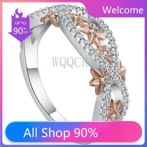 Wholesale New Ladies Engagement Ring Rose Gold And Platinum Two- Color Wedding Ring Female High Jewelry Gift