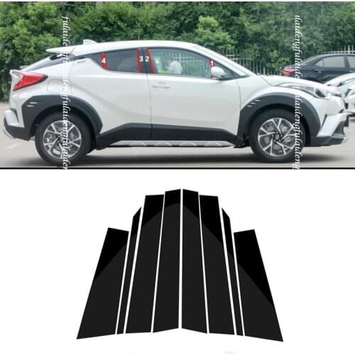 8pcs Car window Trim B,C Pillar Posts For Toyota C-HR CHR 2018-2020 Door Trim Mirrored Cover Kit Car Accessories
